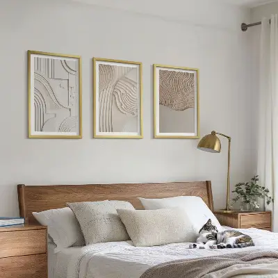 Billedvæg inspiration abstrakte mønstre i beige og hvid