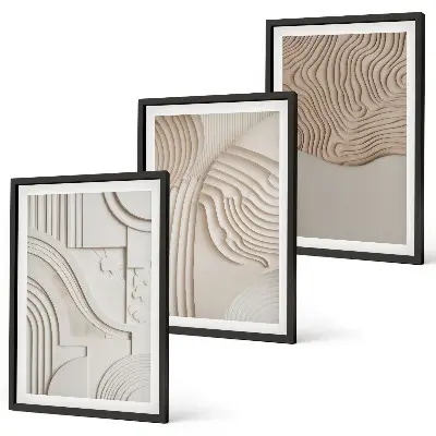 Billedvæg inspiration abstrakte mønstre i beige og hvid