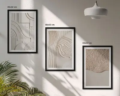 Billedvæg inspiration abstrakte mønstre i beige og hvid
