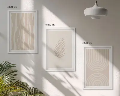 Billedsæt til soveværelset med beige plantemønstre