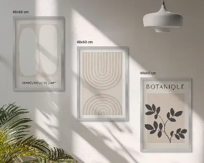Boho plakater med delikate planter billedvæg inspiration