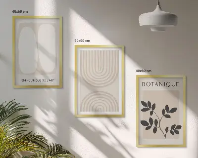 Boho plakater med delikate planter billedvæg inspiration