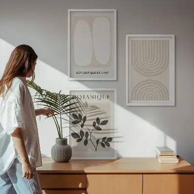 Boho plakater med delikate planter billedvæg inspiration