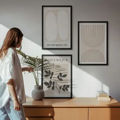 Boho plakater med delikate planter billedvæg inspiration