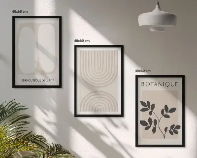 Boho plakater med delikate planter billedvæg inspiration