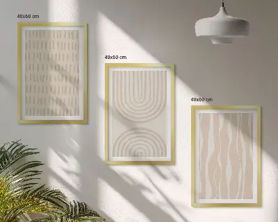 Billedsæt til soveværelset med abstrakte beige mønstre
