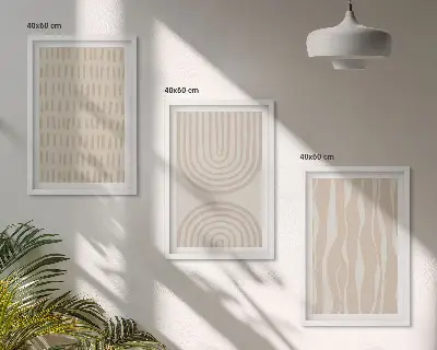 Billedsæt til soveværelset med abstrakte beige mønstre
