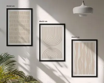 Billedsæt til soveværelset med abstrakte beige mønstre