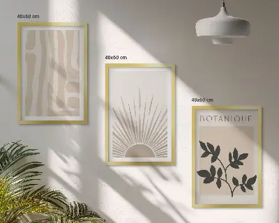 Billedvæg med abstrakte plantemønstre inspiration til din indretning