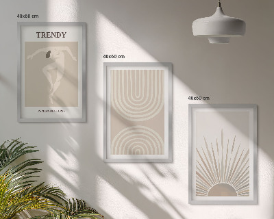 Triptykon billeder med ramme Pastel boho abstrakte plakater