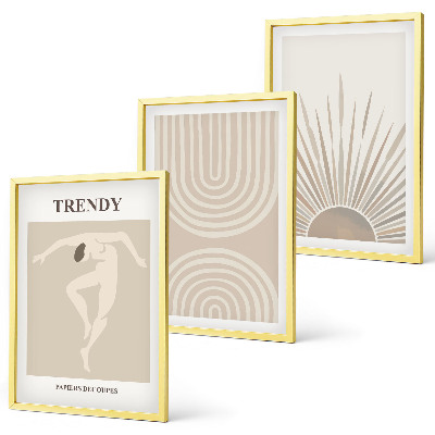 Triptykon billeder med ramme Pastel boho abstrakte plakater