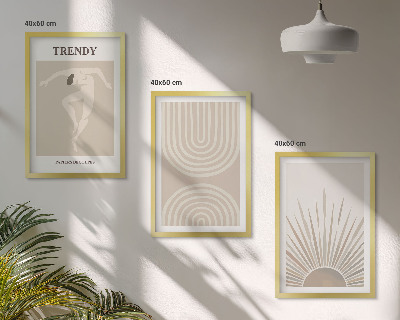 Triptykon billeder med ramme Pastel boho abstrakte plakater