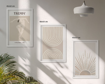 Triptykon billeder med ramme Pastel boho abstrakte plakater