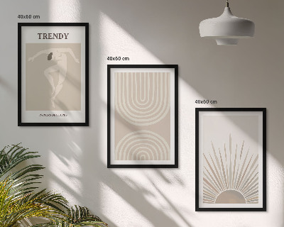 Triptykon billeder med ramme Pastel boho abstrakte plakater