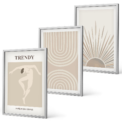 Triptykon billeder med ramme Pastel boho abstrakte plakater
