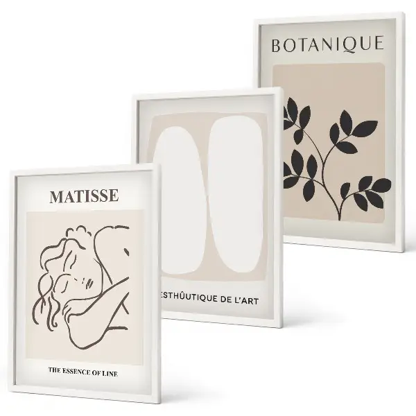 Billedsæt til soveværelset plantemalerier i Matisse-stil