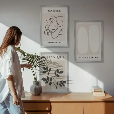 Billedsæt til soveværelset plantemalerier i Matisse-stil