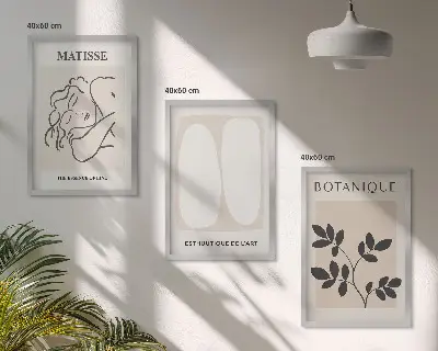 Billedsæt til soveværelset plantemalerier i Matisse-stil