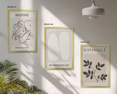 Billedsæt til soveværelset plantemalerier i Matisse-stil