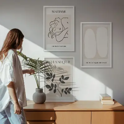 Billedsæt til soveværelset plantemalerier i Matisse-stil