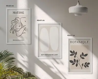 Billedsæt til soveværelset plantemalerier i Matisse-stil