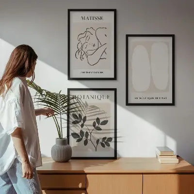 Billedsæt til soveværelset plantemalerier i Matisse-stil
