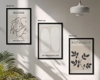 Billedsæt til soveværelset plantemalerier i Matisse-stil