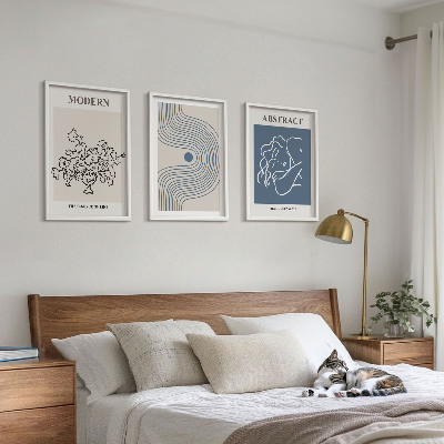 Billedvæg inspiration Abstrakte plakater med blomsterlinjer