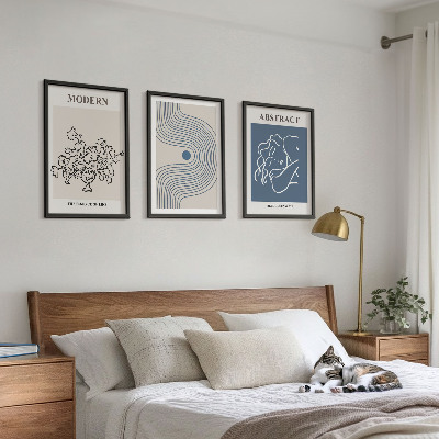 Billedvæg inspiration Abstrakte plakater med blomsterlinjer