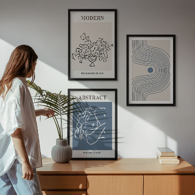 Billedvæg inspiration Abstrakte plakater med blomsterlinjer