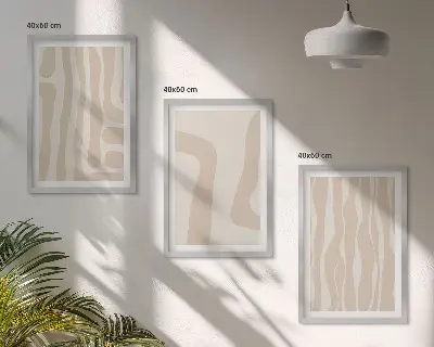 Triptyk med abstrakte boho-mønstre inklusive ramme