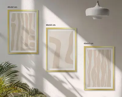 Triptyk med abstrakte boho-mønstre inklusive ramme