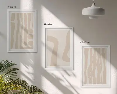 Triptyk med abstrakte boho-mønstre inklusive ramme