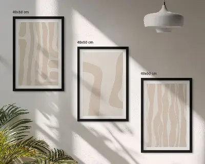 Triptyk med abstrakte boho-mønstre inklusive ramme