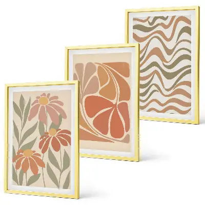 Billedsæt til soveværelset med abstrakte pastelblomster