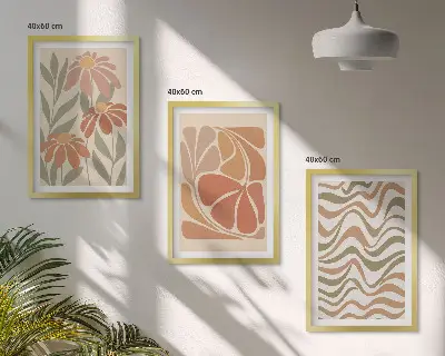 Billedsæt til soveværelset med abstrakte pastelblomster