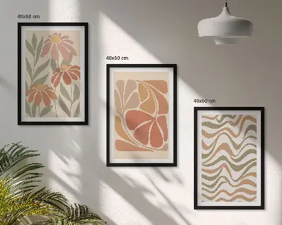 Billedsæt til soveværelset med abstrakte pastelblomster