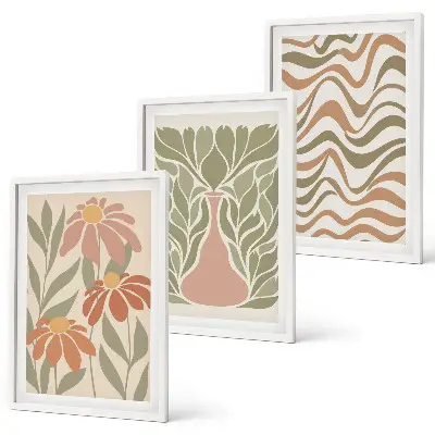 Billedvæg med pastel abstrakte blomster inspiration til din billedvæg