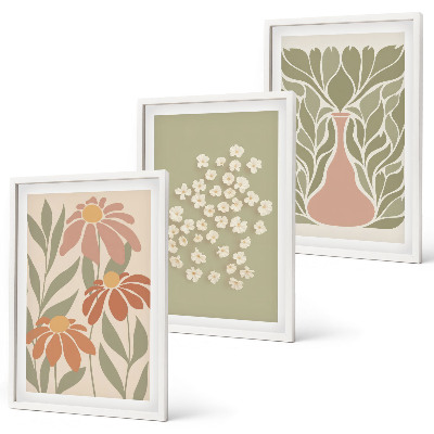 Triptykon billeder med ramme Blomster boho mønstre
