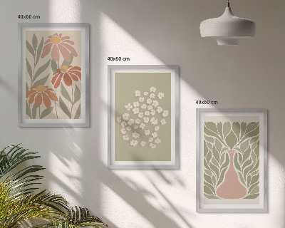 Triptykon billeder med ramme Blomster boho mønstre