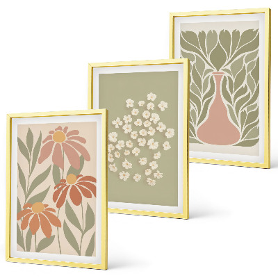 Triptykon billeder med ramme Blomster boho mønstre