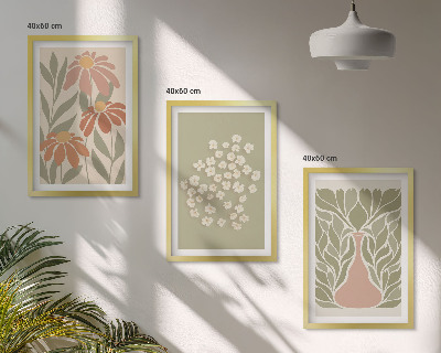 Triptykon billeder med ramme Blomster boho mønstre