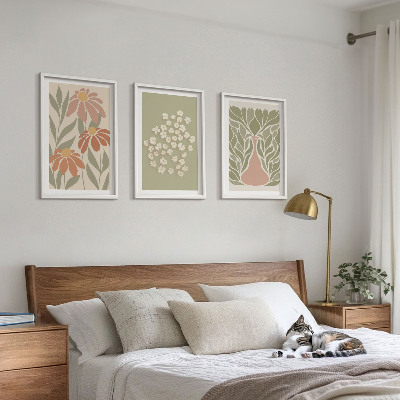 Triptykon billeder med ramme Blomster boho mønstre