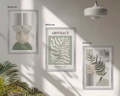 Triptykon billeder med ramme Botaniske boho-abstraktioner