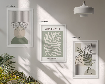 Triptykon billeder med ramme Botaniske boho-abstraktioner