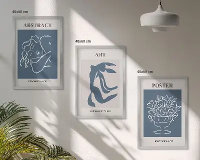Billedsæt til soveværelset med stilfulde abstrakte mønstre i Matisse-stil