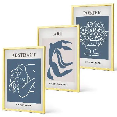 Billedsæt til soveværelset med stilfulde abstrakte mønstre i Matisse-stil