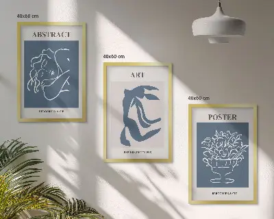 Billedsæt til soveværelset med stilfulde abstrakte mønstre i Matisse-stil