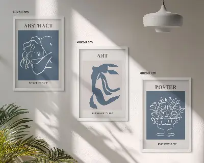 Billedsæt til soveværelset med stilfulde abstrakte mønstre i Matisse-stil
