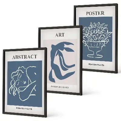 Billedsæt til soveværelset med stilfulde abstrakte mønstre i Matisse-stil